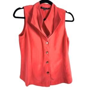 y2k vintage Coral Red 100% Silk Blouse – Sleeveless – sz 8